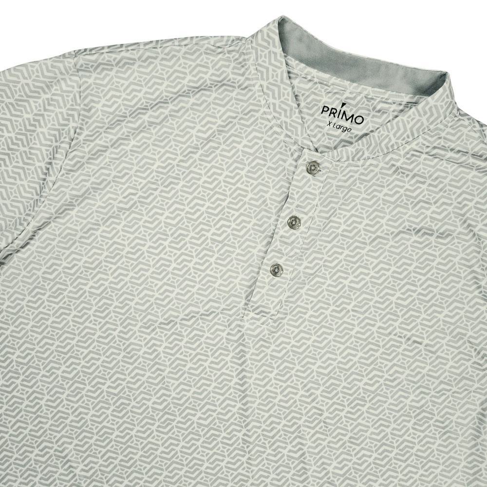 Primo (Men's XL) Gray Polo Shirt Blade Collar Geometric Stretch Performance Golf
